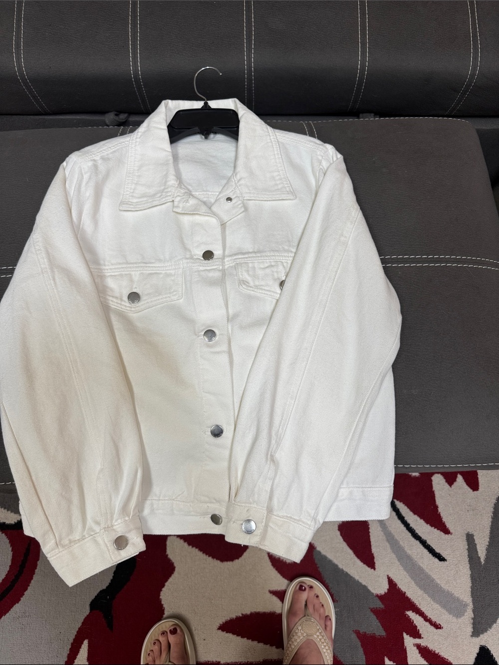 Women’s White Denim Jacket - Classic Button-Front Jean Jacket